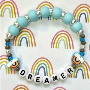 Dreamer Bracelet Pony Beads Clay Rainbows Pearls Beaded Stretch Word Jewelry